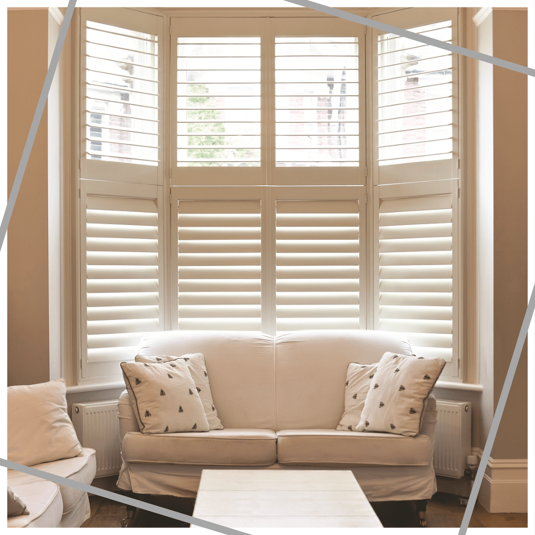 Living room bay window shutters