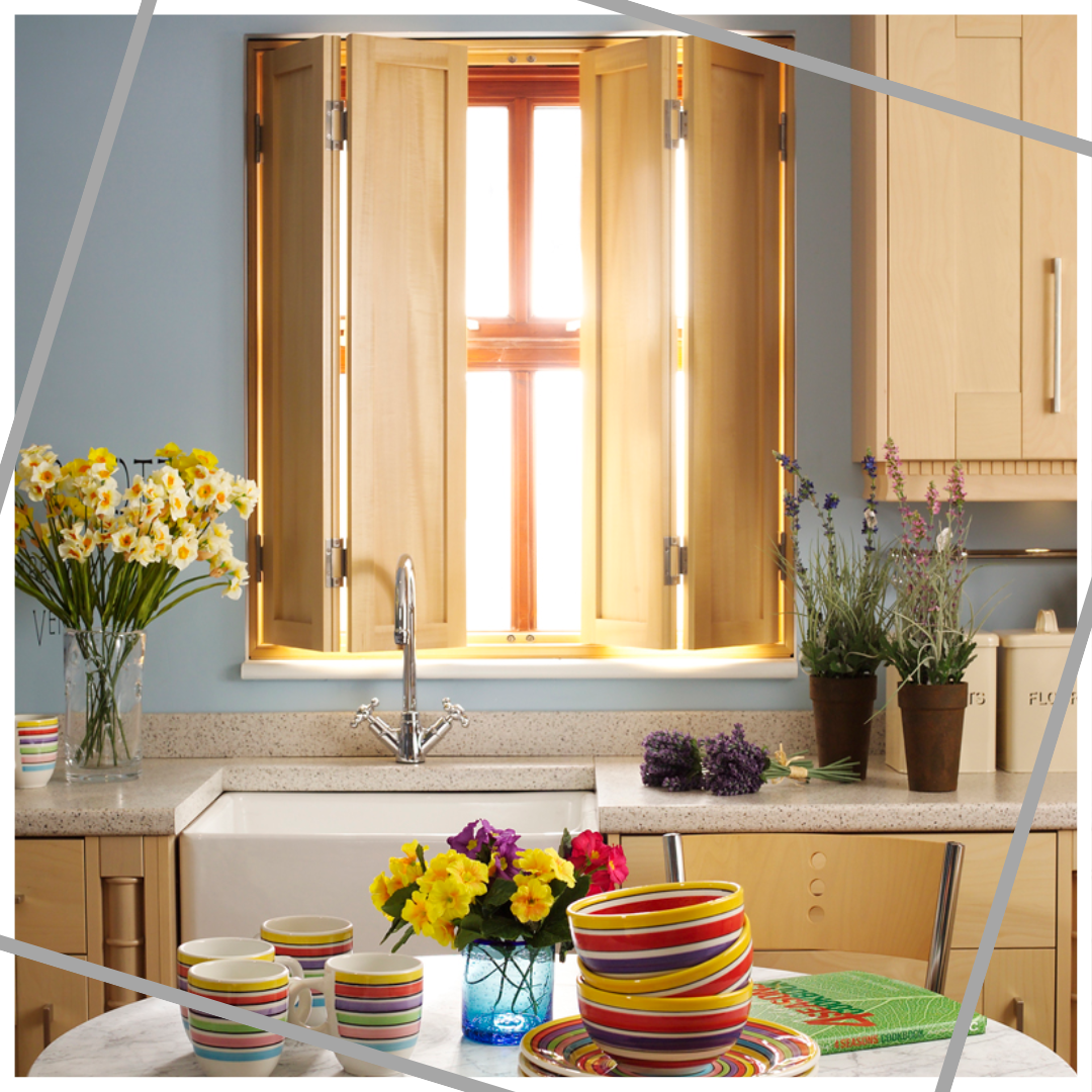 Solid Panel Shutters in kitchen